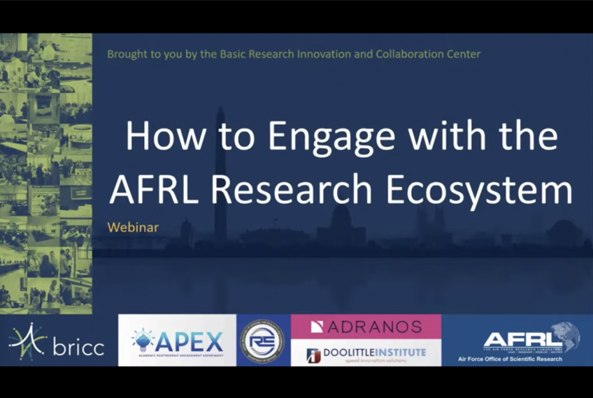 AFOSR Webinar: How to Engage with the AFRL Research Ecosystem